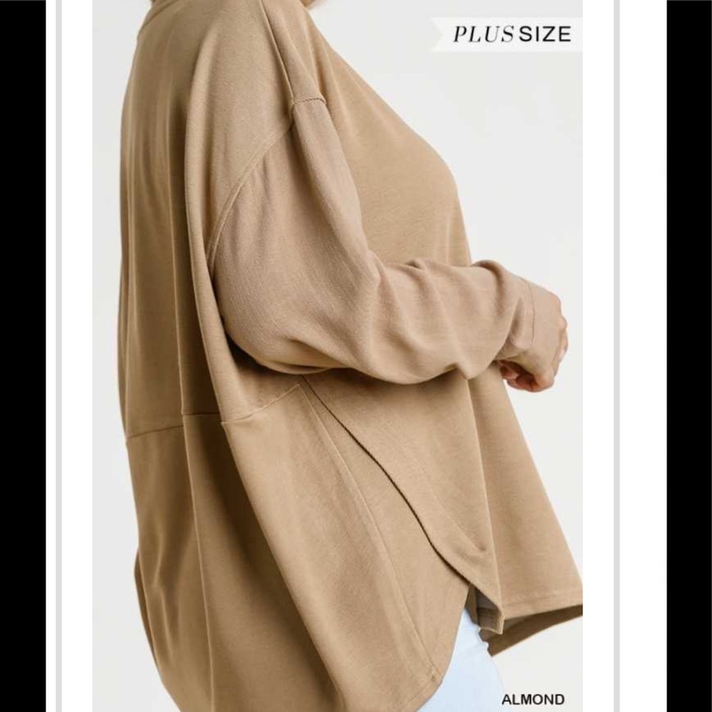 NWT Umgee Plus Almond Knit Linen Sleeve Top sz XL - Picture 3 of 5